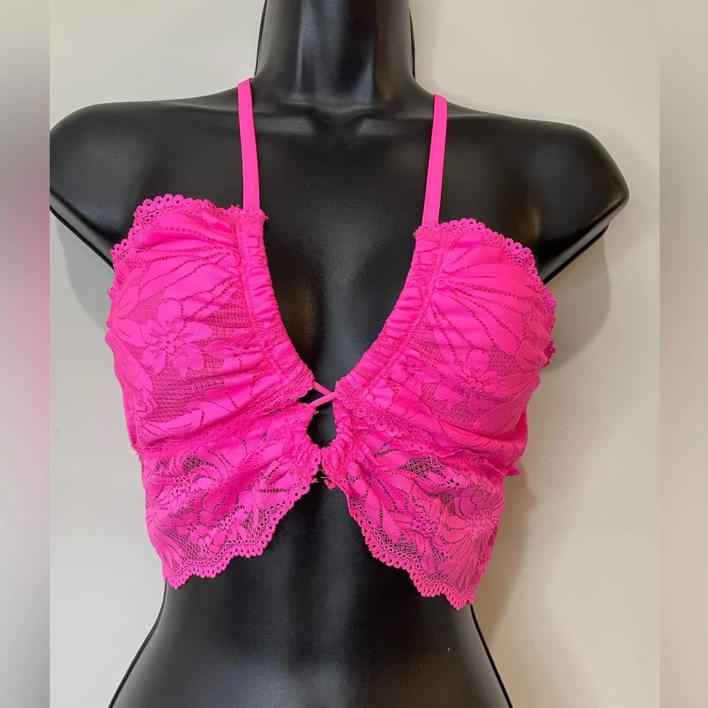 NWT Aerie|| Lace Bralette in Hot Pink. Size Small